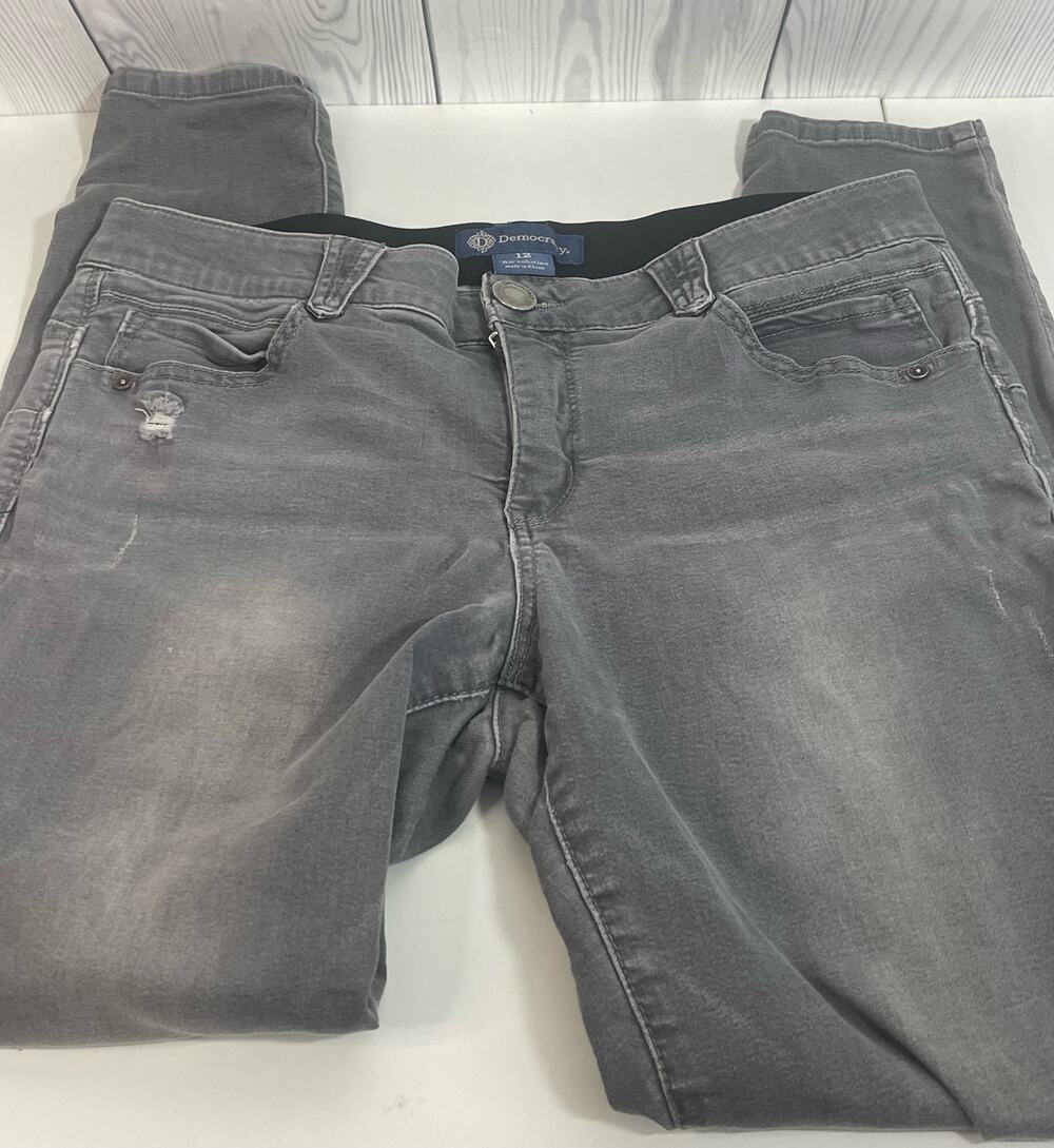 Democracy Gray Skinny Jeans Womens 12 Ab Solution Elastic Waist